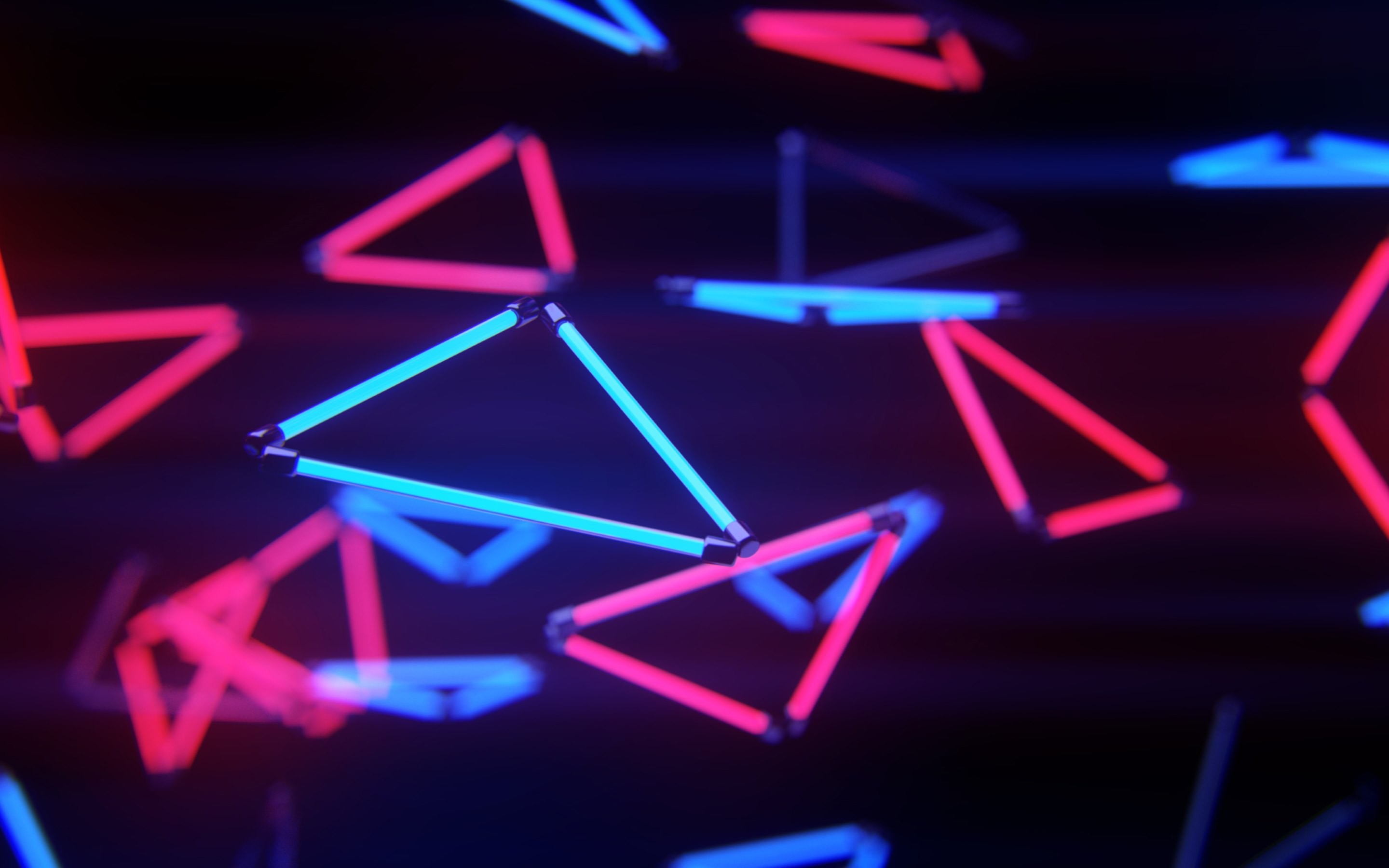 neon abstract triangle digital art 3D lights wallpaper