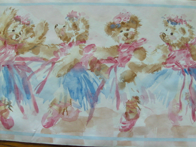 Ballerina Ballet Teddy Bear Wallpaper Border Trim Rolls Sheets