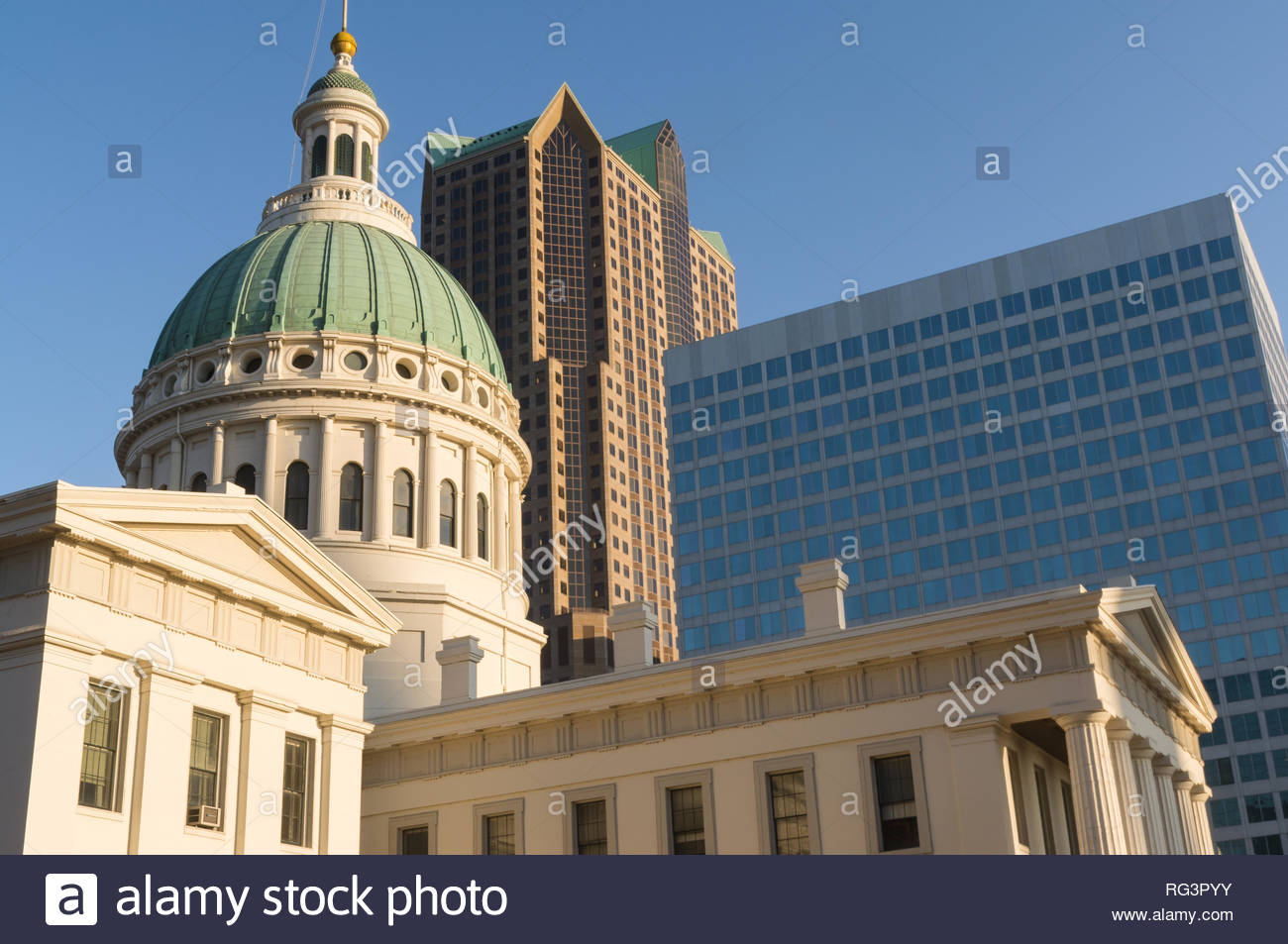The Historic Old Courthouse With Downtown Skyline In