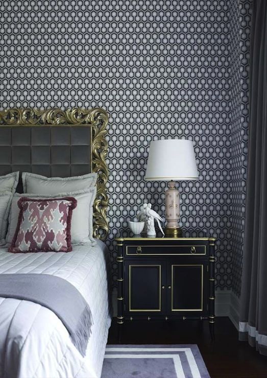 David Hicks Hexagon Wallpaper Gray And Pink Bedrooms