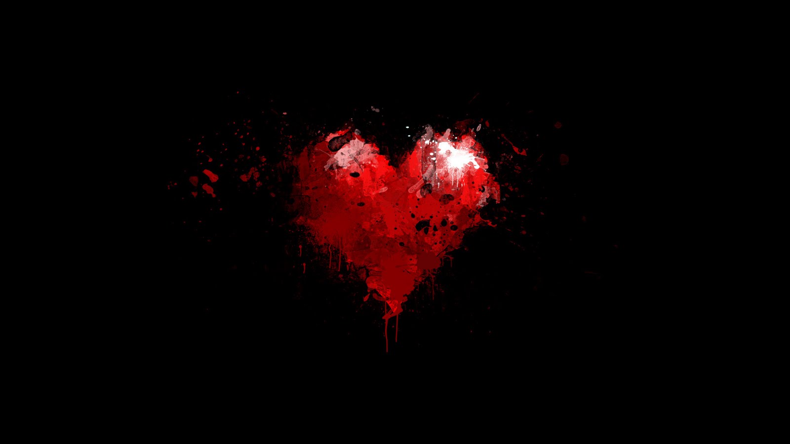 Minimalism Black Red Heart Paint Drop Hd Love Wallpaper