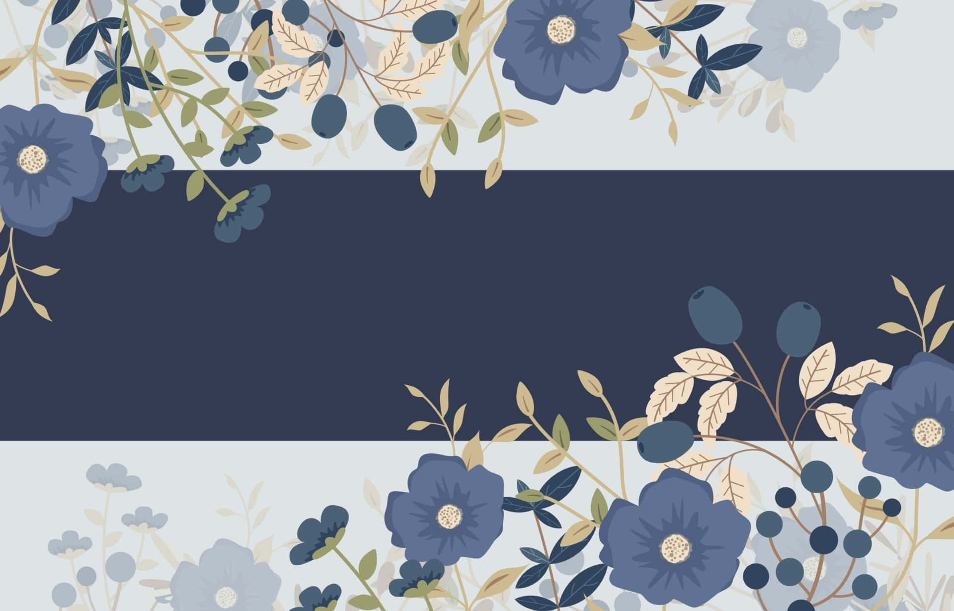 Navy Floral Wallpaper