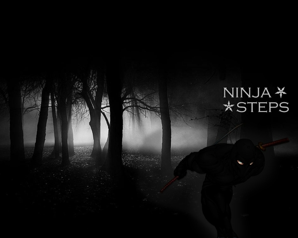 Black Dark Wood Forest Running Ninjasteps Run Ninja