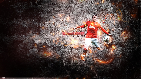 United Fc Wayne Rooney Manchester Designed Wallpaper