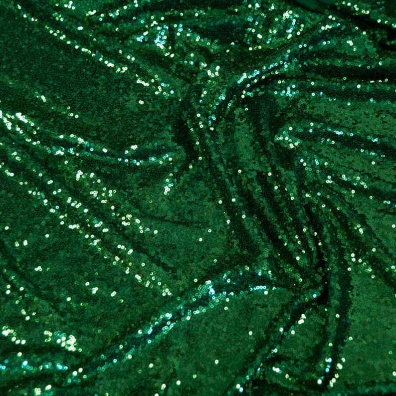 Green Mini Glitz Sequin Fabric In Dark Aesthetic