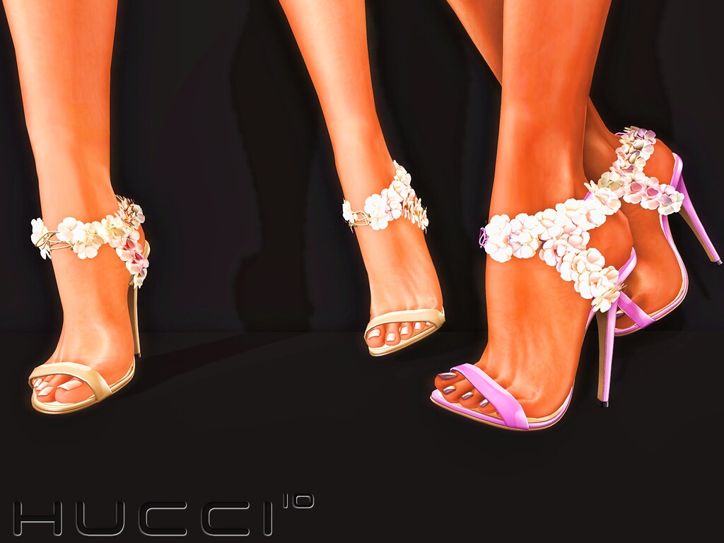 H U C I Collabor88 Floral Adorned Sandals Slink And M