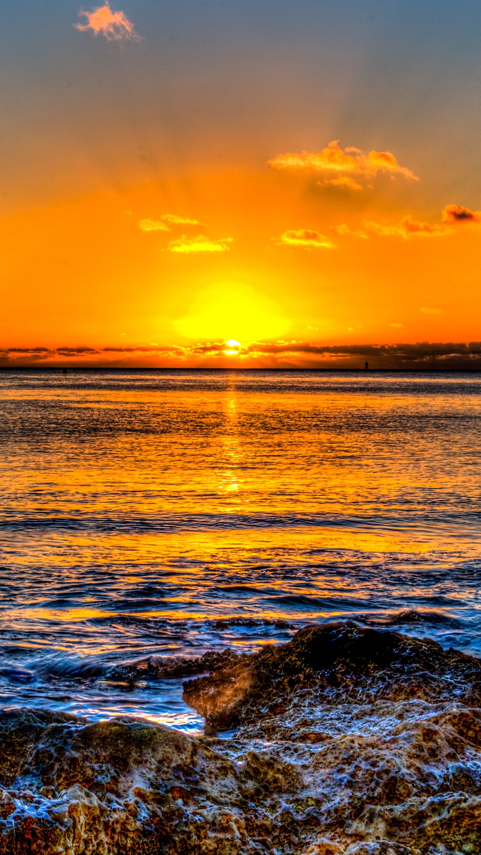 Wallpaper Sunset Horizon Sea Surf Hawaii