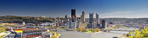 Panorama Of Pittsburgh Pa Three Rivers Wallpaper Sized