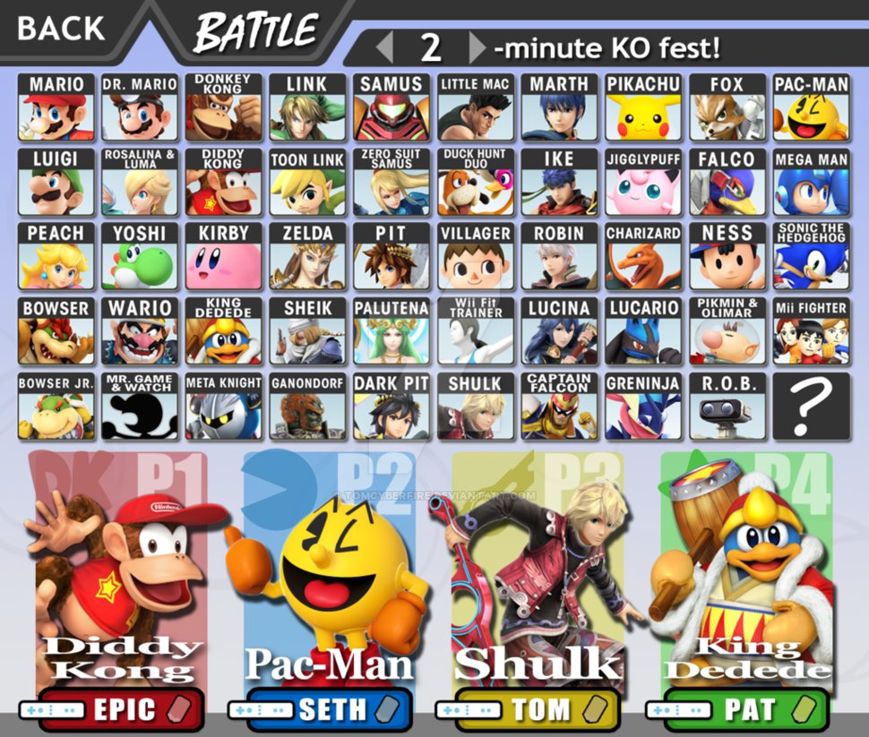 Super Smash Bros Character Select By Tomcyberfire
