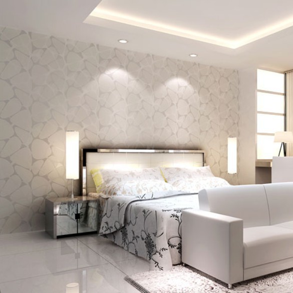 Textured Wallpaper Rolls For Living Room Bedroom Creamy WhiteSilver