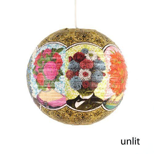 Flower Head Decorative Hanging Paper Lantern With Light Kit Up To