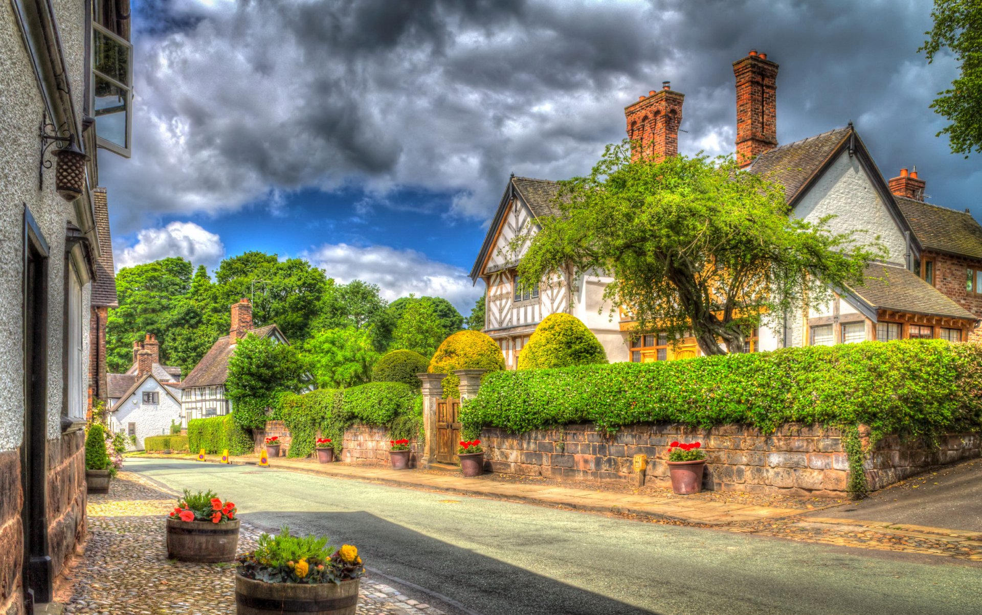 Charming English Streetscape Wallpaper
