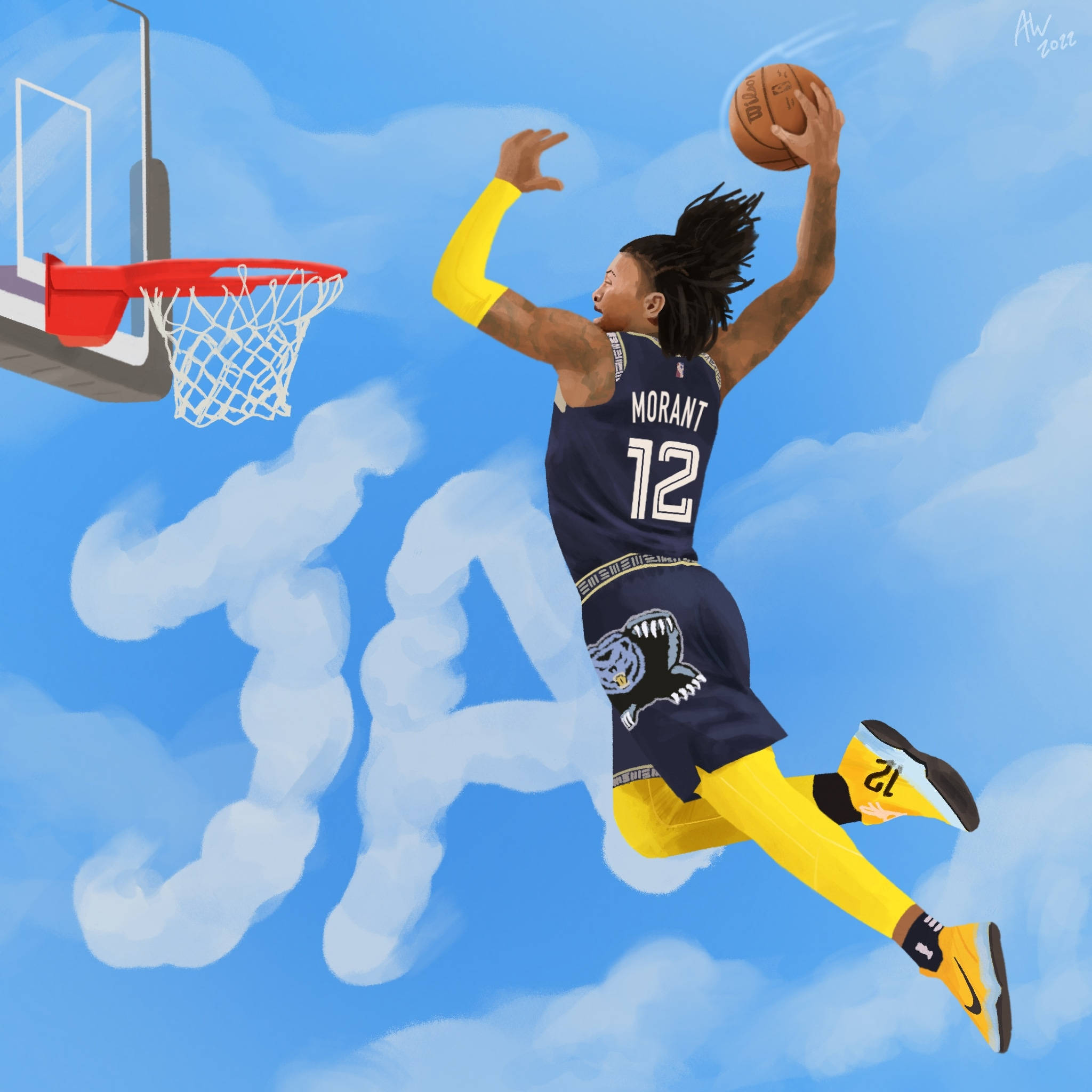 Ja Morant Dunk Against Houston Rockets Wallpaper