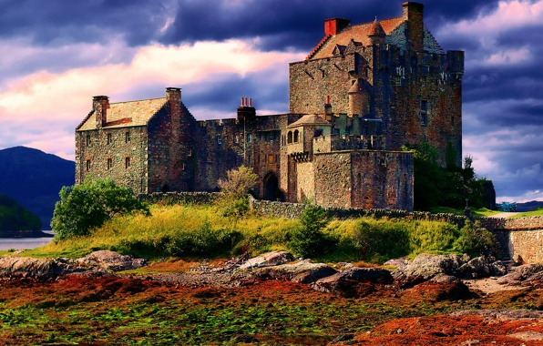 Wallpaper Scotland Castle Eilean Donan Fall September Clouds