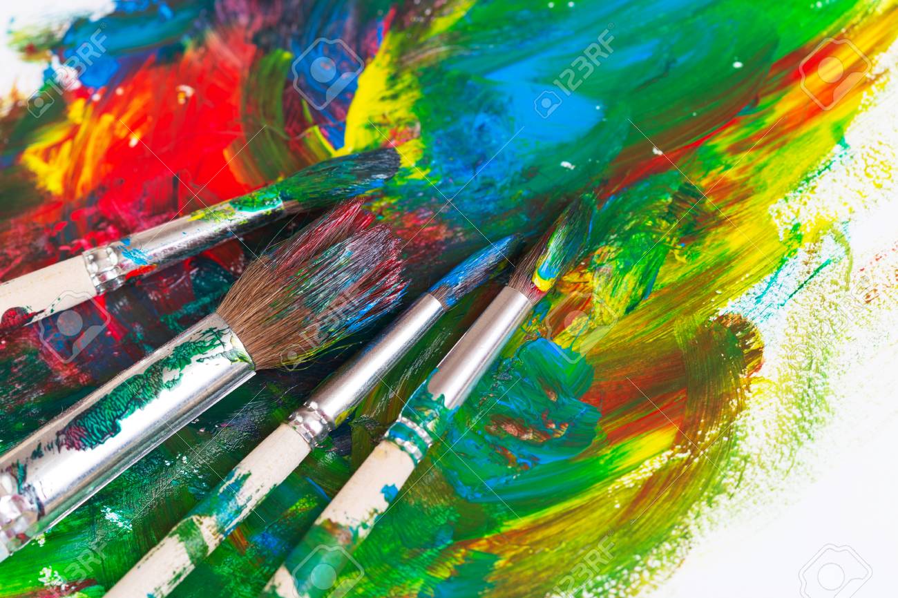 Free download Brushes And Paints Artist On An Abstract Background Stock