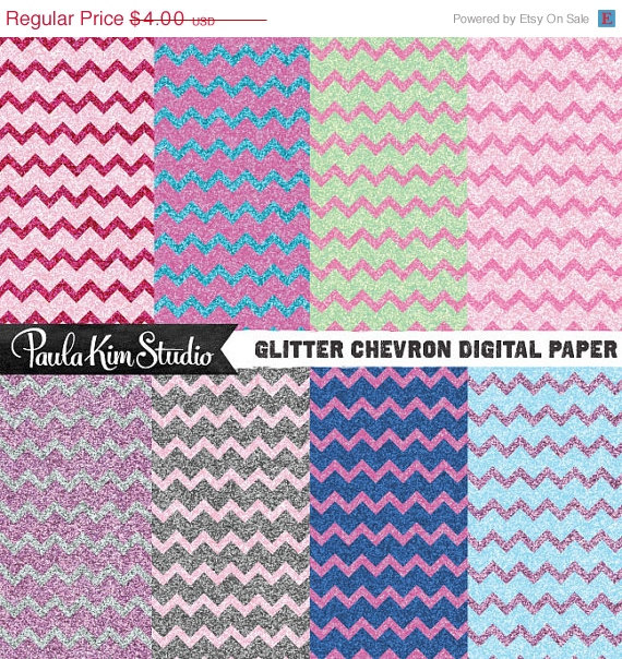 Chevron Digital Paper Background Glitter Clipart Instant