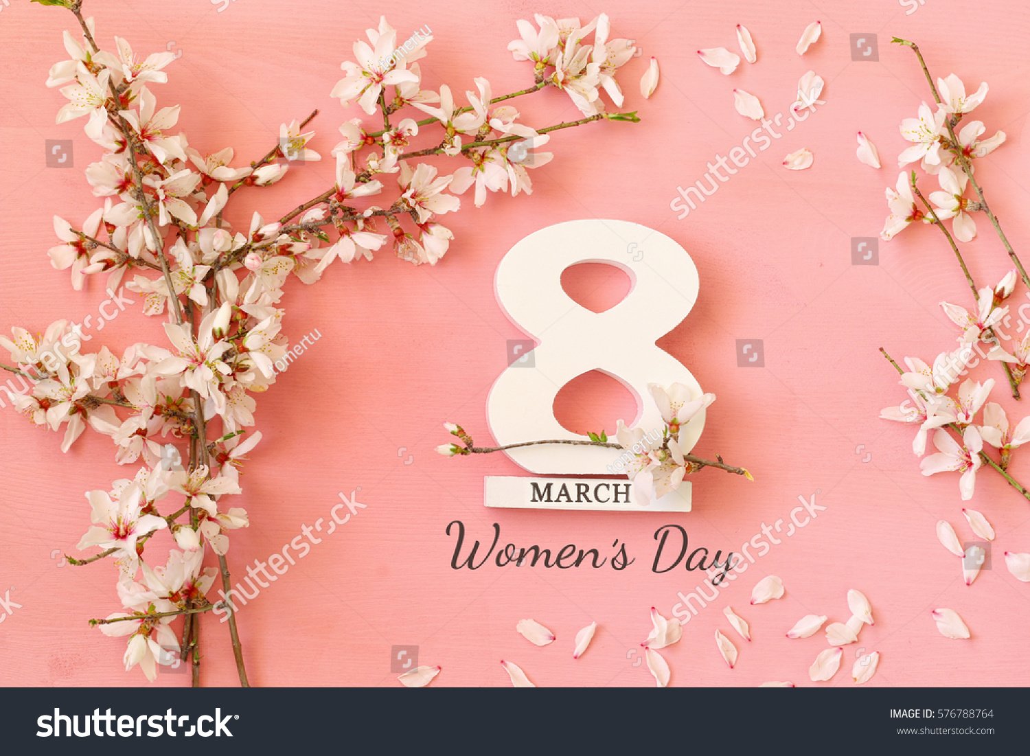International Women Day Concept Cherry Tree Stock Photo