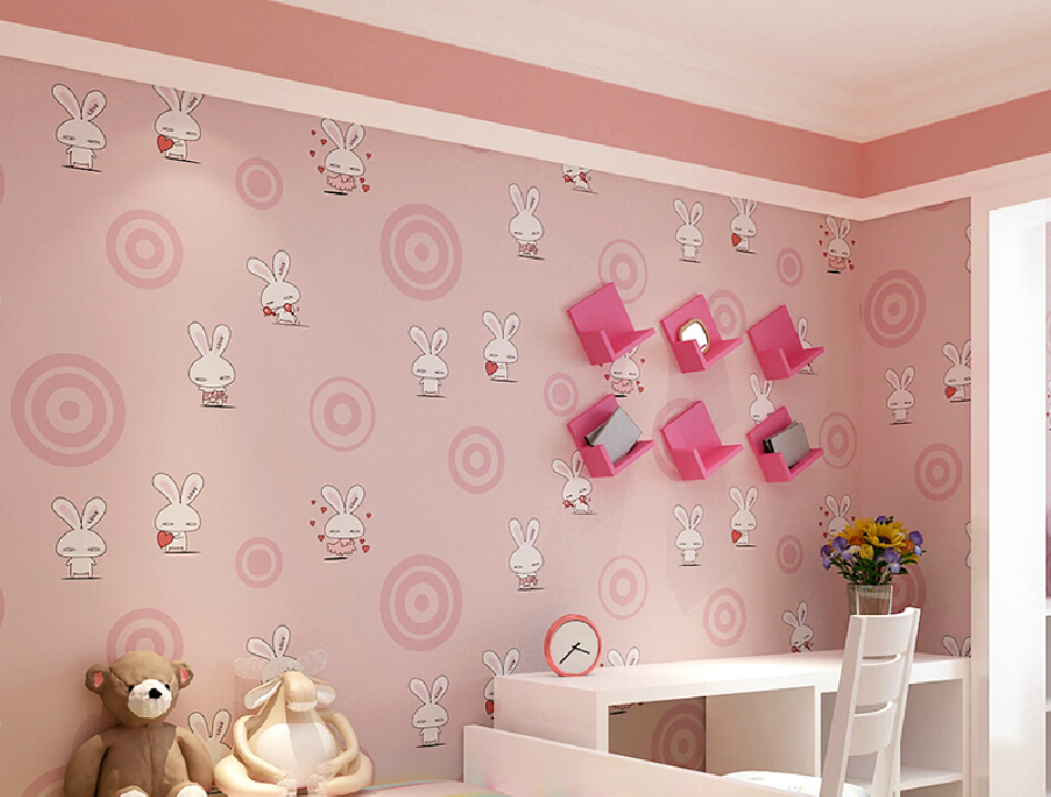 Korean style girls pink bedroom wallpaper cartoon 3D house 3D 947x718