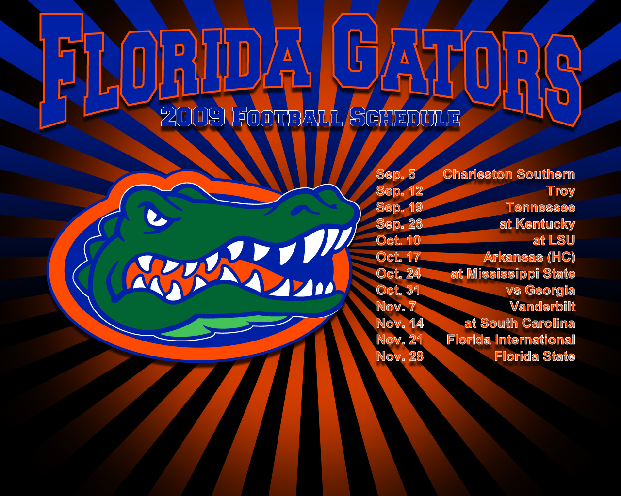 Free download 2009 Gator Football Schedule [1280x1024] for your Desktop
