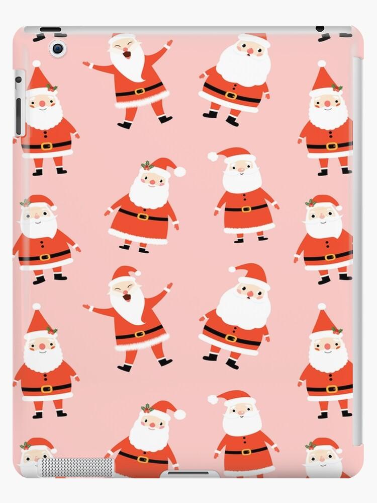 Cute seamless pattern with Santa Claus on pink background for