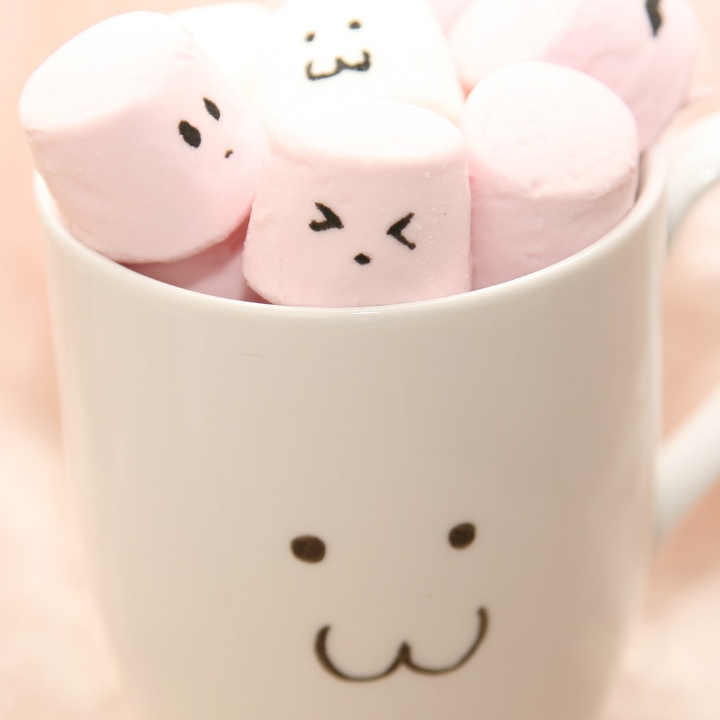 Cute Pink Marshmallow In Cup iPad Wallpaper Pictures