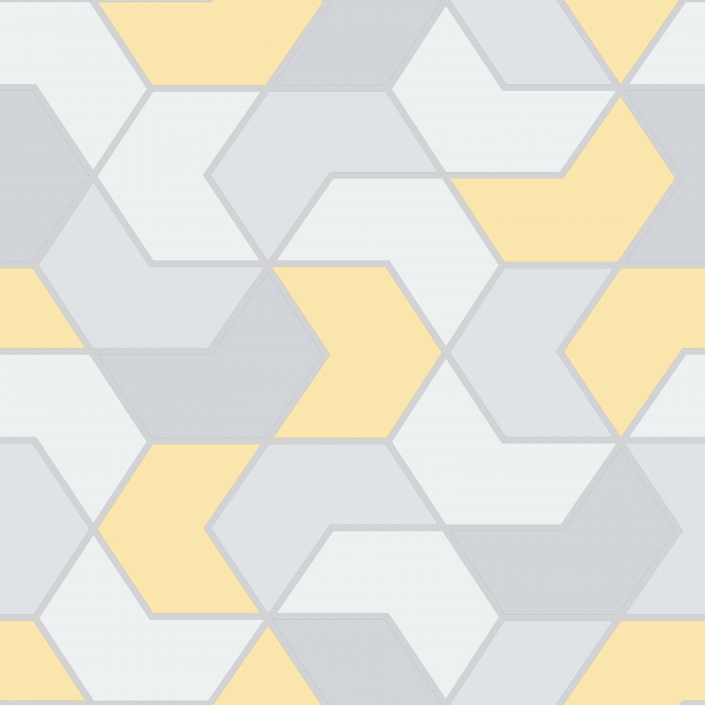 Rasch Portfolio Grey Yellow Geometric Wallpaper