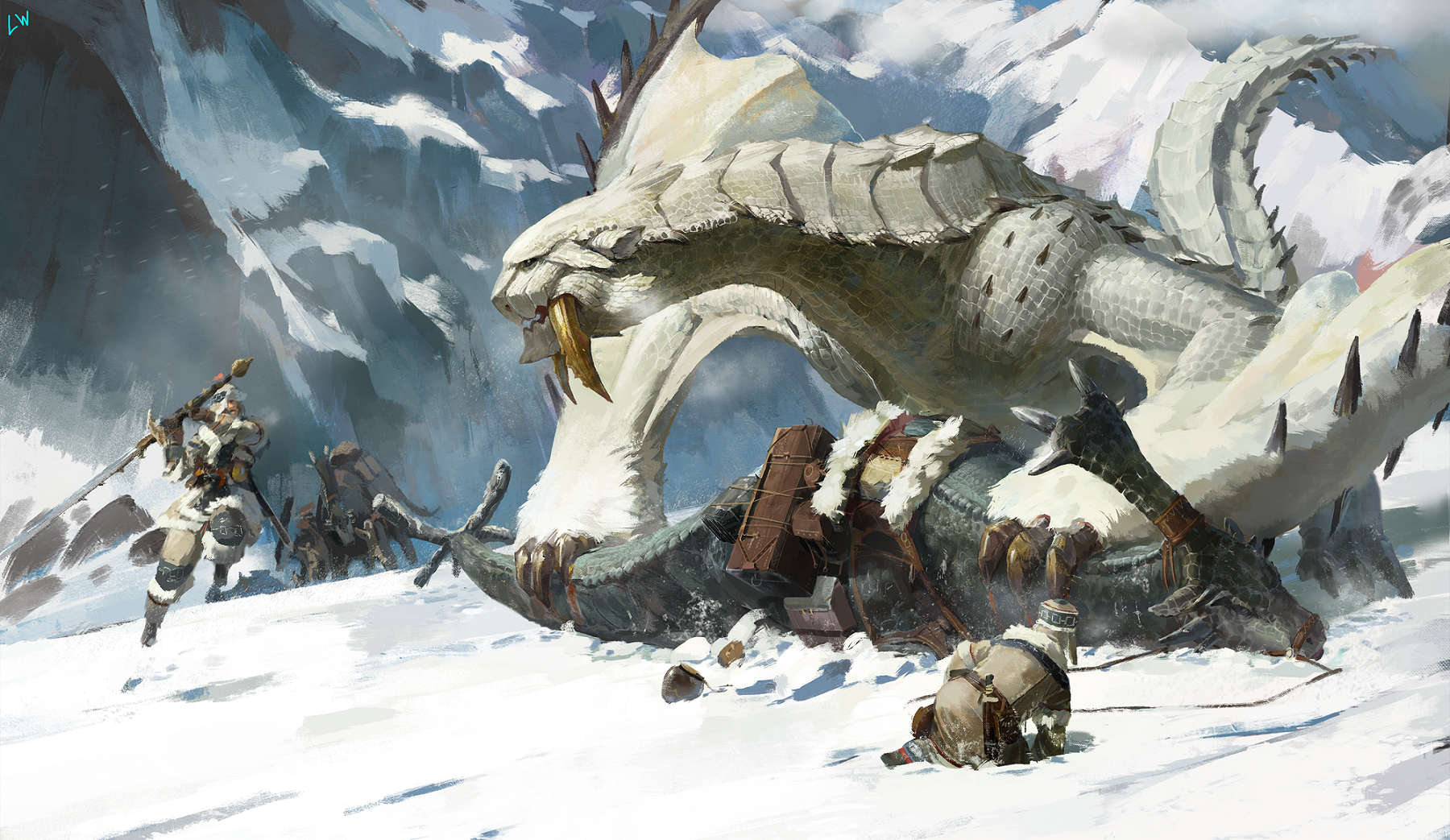 Anime Monster Hunter Heroic Fantasy Dragon Snow