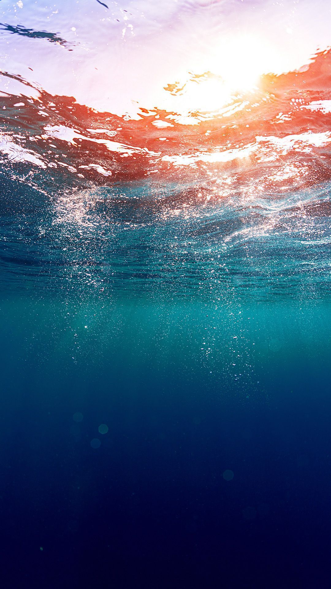 Dreamy Underwater Bubbles Sun Light iPhone Wallpaper