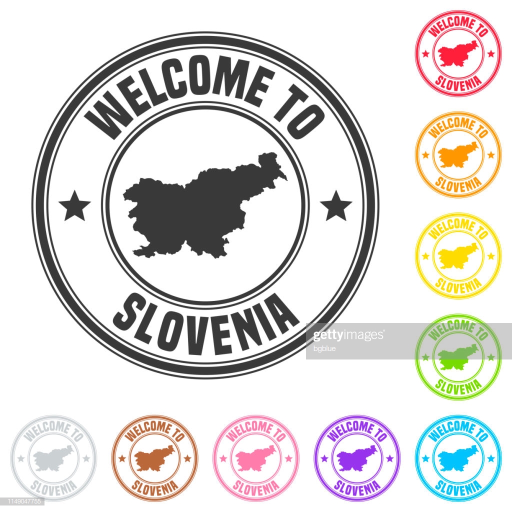 Wele To Slovenia Stamp Colorful Badges On White Background