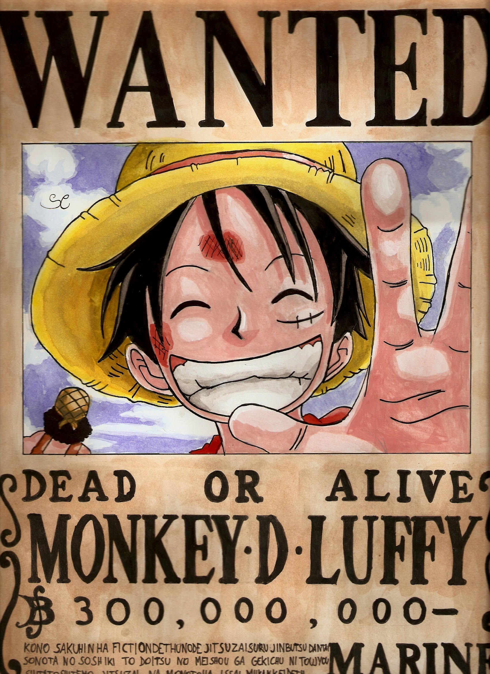 How To Draw Wanted Monkey D Luffy One Piece