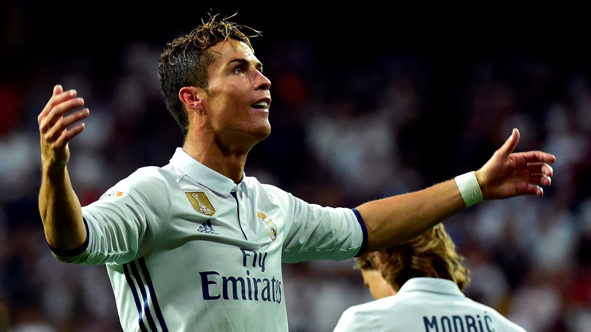 Cristiano Ronaldo celebrating a goal for Real Madrid