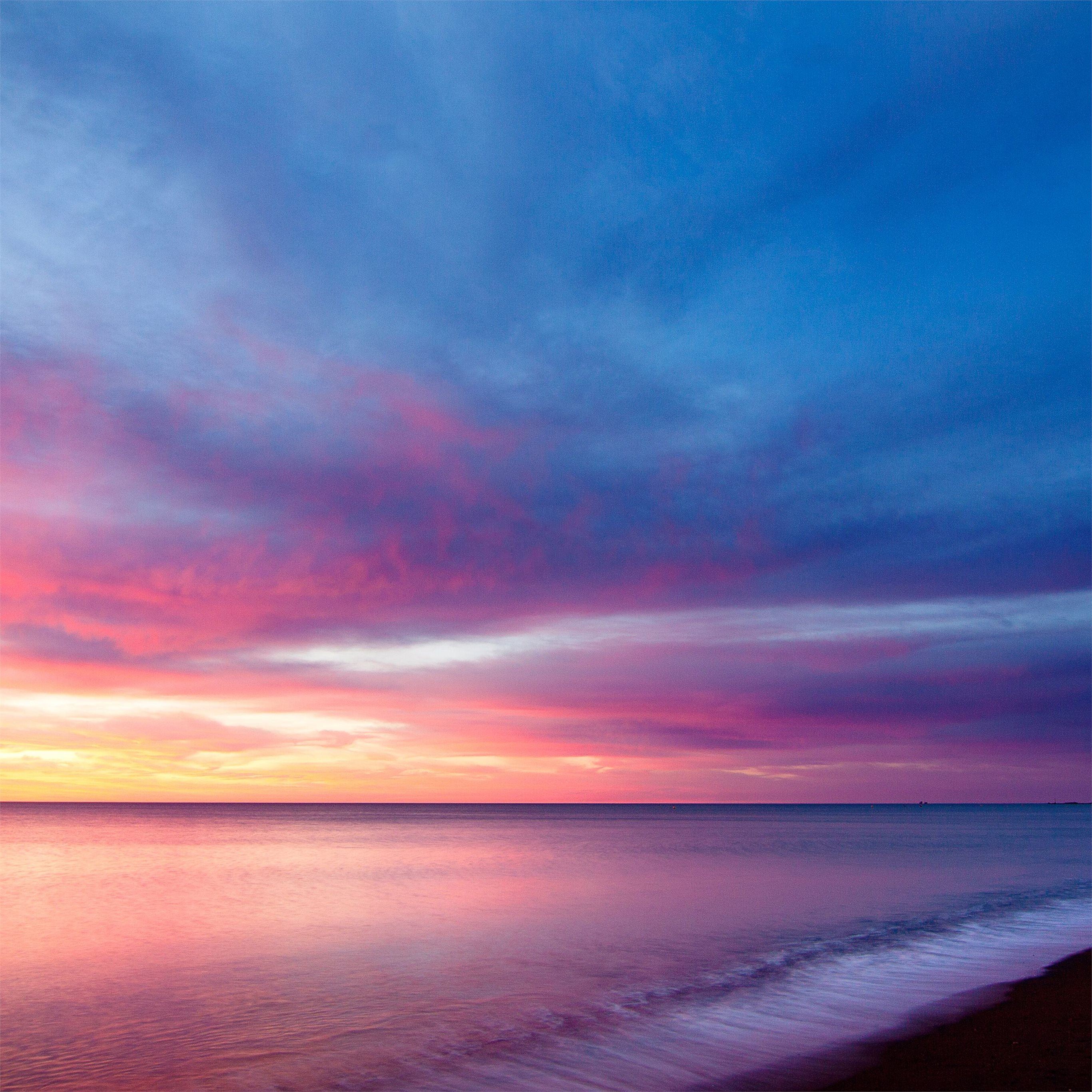 Sea Line Purple Sky 5k iPad Pro Wallpaper