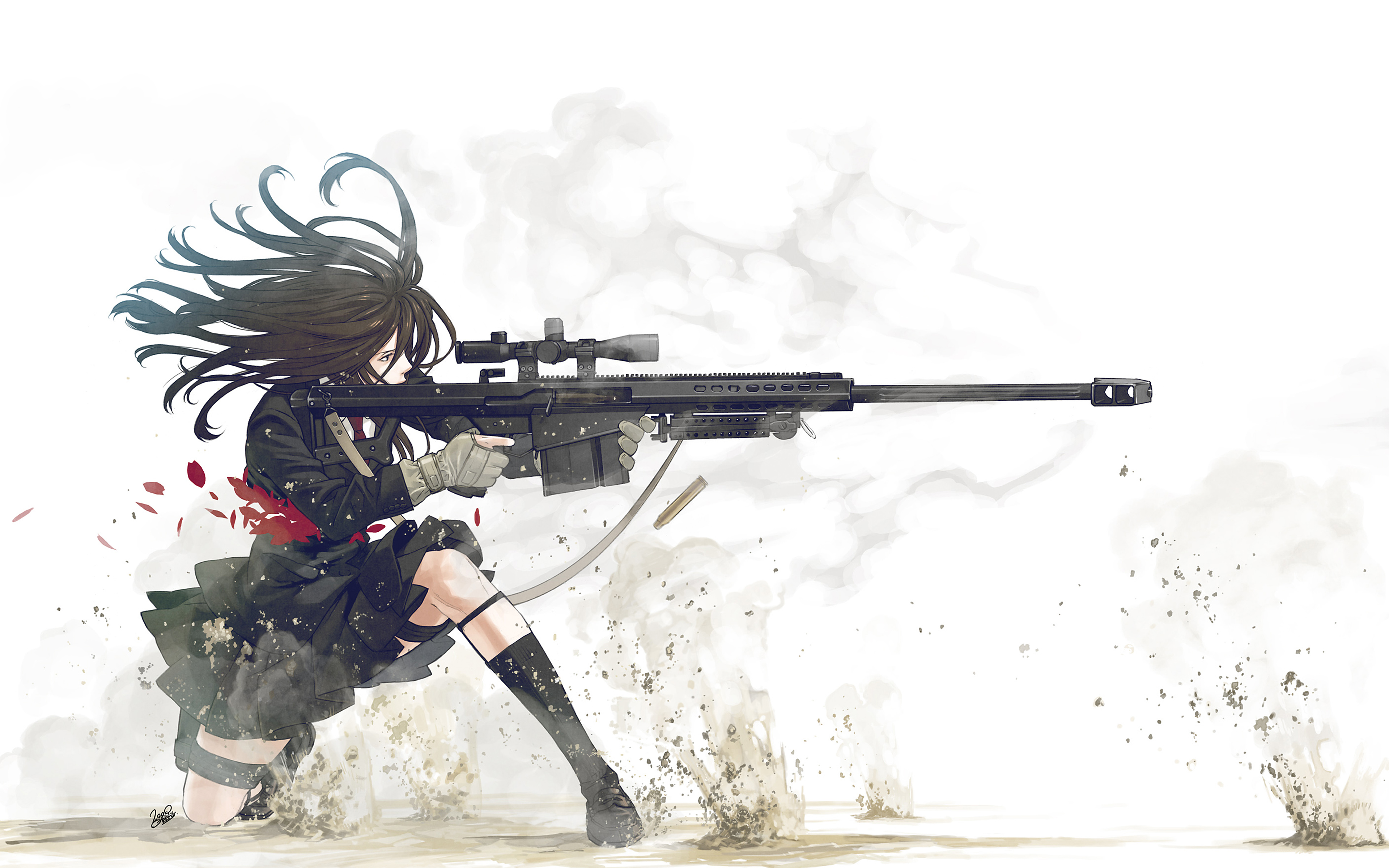 School Uniforms Sniper Rifles Anime Girls Kozaki Yusuke