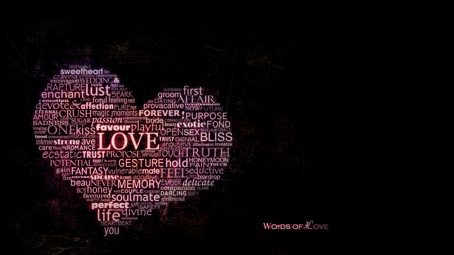 Typography Word Clouds Black Hearts Wallpaper HD