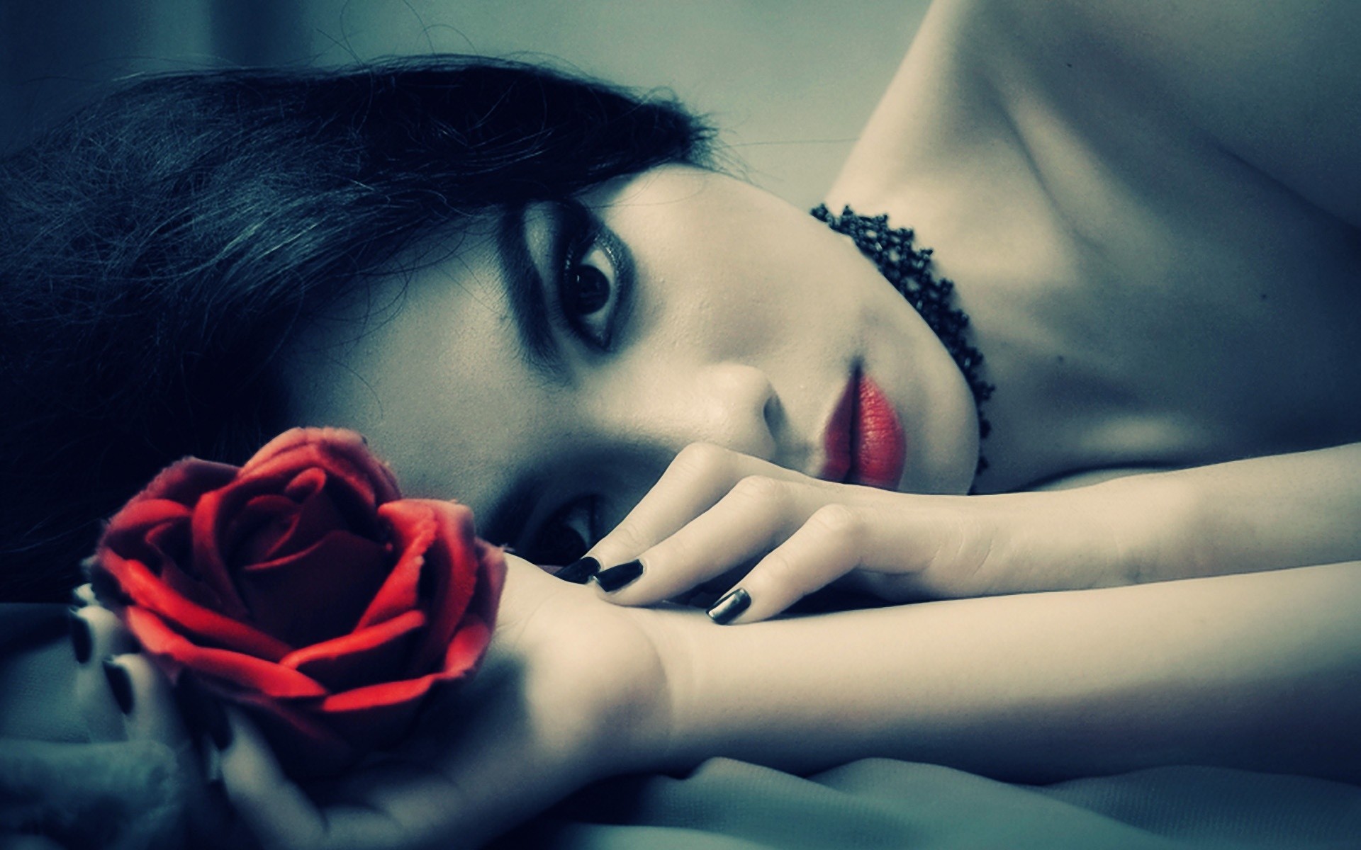 Modelo Asi Tica Hermosa Con Rose Roja Fondos De Pantalla