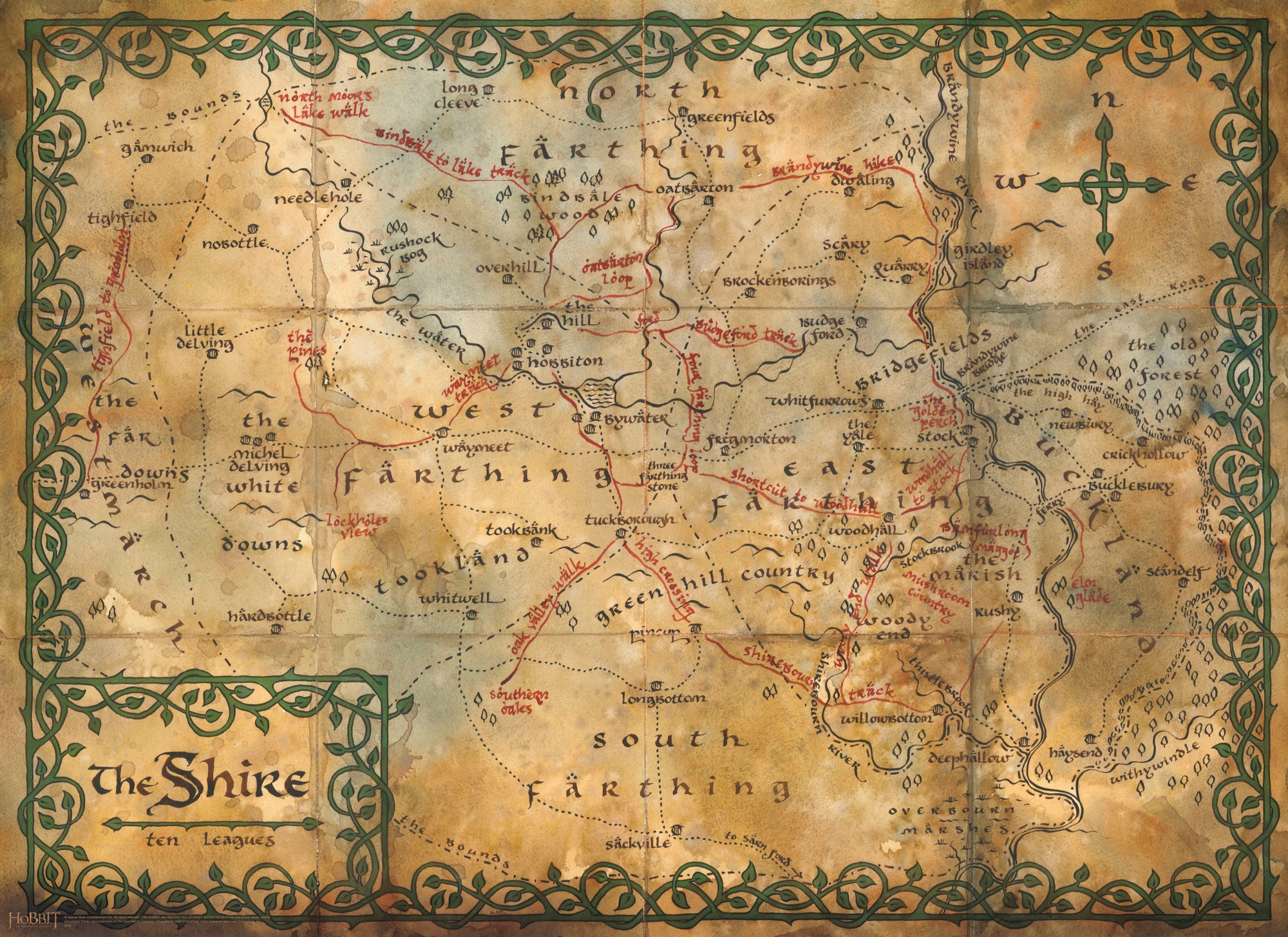 Hobbit Map Wallpaper Map of the shire middle earth 2000x1454