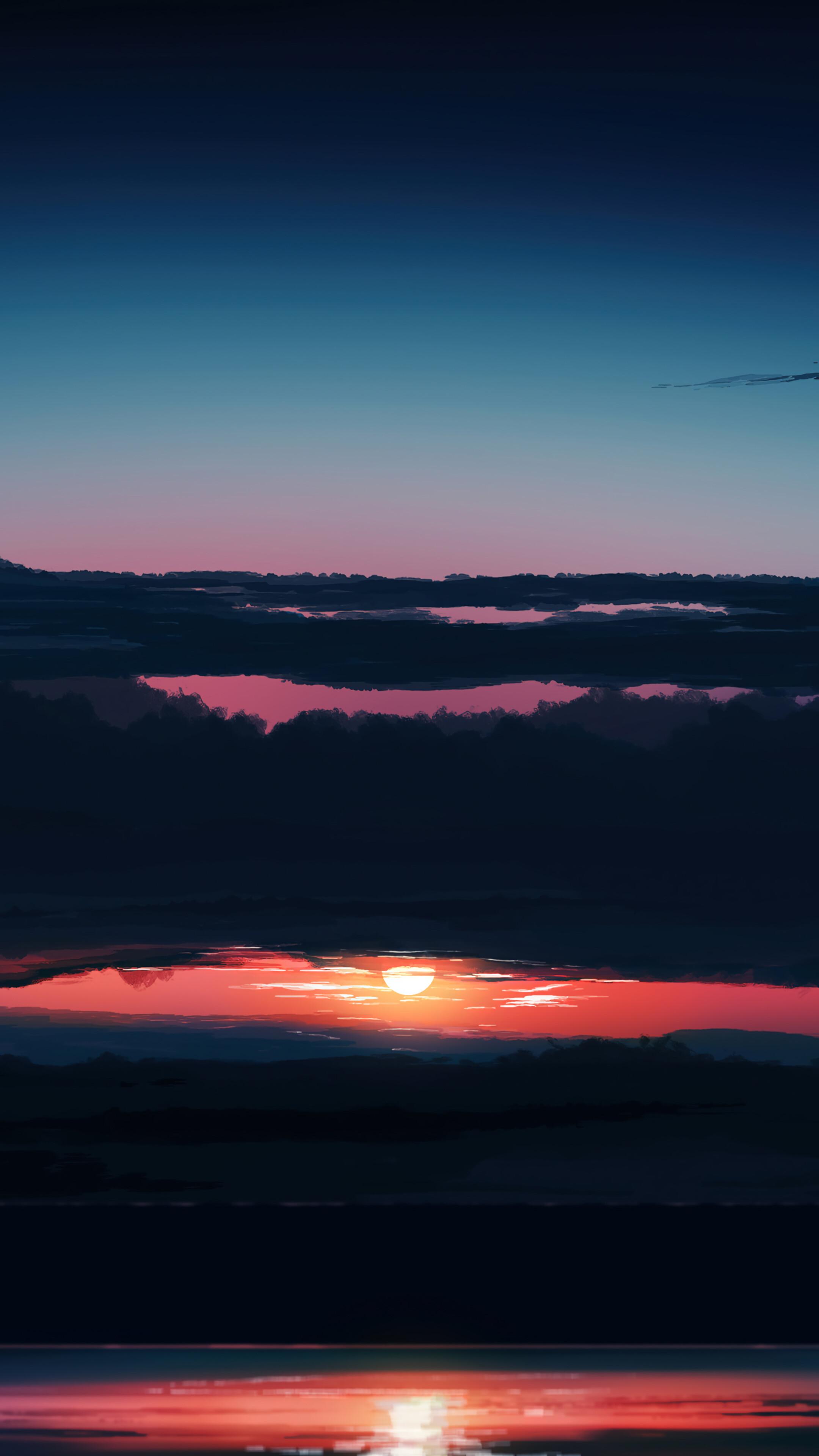 Sunset Scenery Clouds Art 4K Wallpaper iPhone HD Phone 70h
