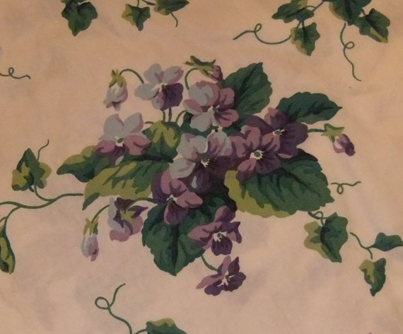 Waverly Fabrics Sweet Violets Purple Green White 4 Yards 20