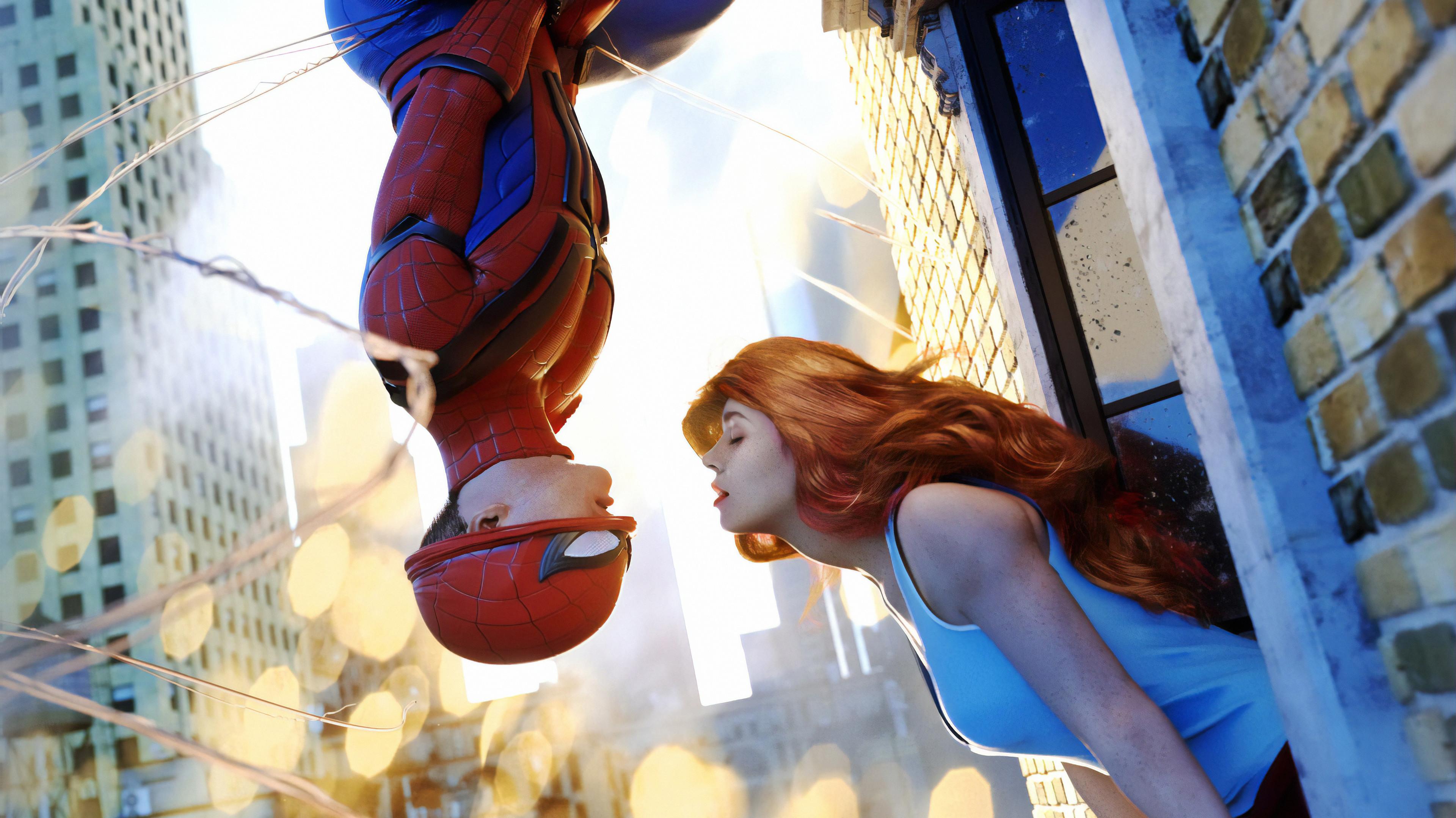 Spider Man Mary Jane Kissing Marvel 4k Wallpaper