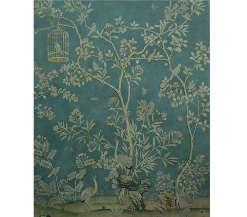 Custom Furniture 18th Century Handpainted Wallpaper Asian Art