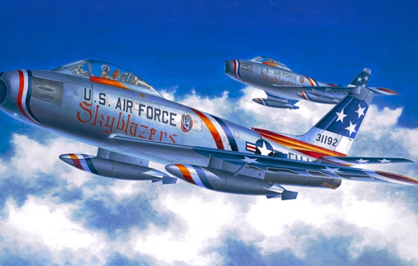 American F Sabre Art War Aviation Airplane Jet Wallpaper