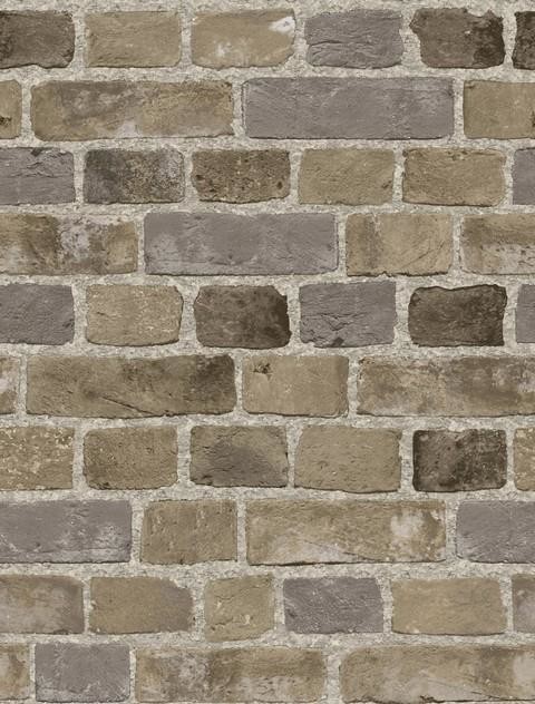 Grey Faux Brick Wallpaper Brown And Double Roll Traditional