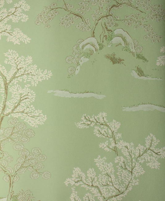 Green Scenic Wallpaper Oriental Tree