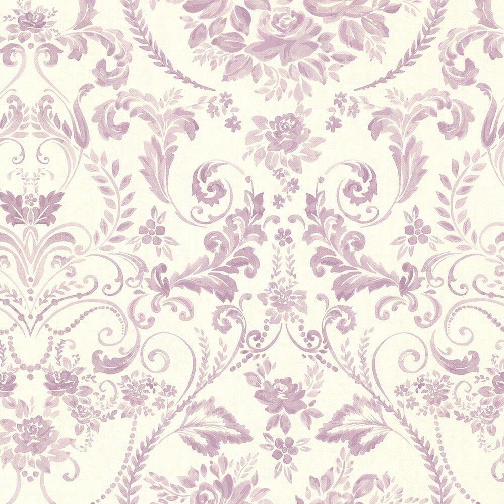 Brewster Bella Purple Damask Wallpaper Sample 22032sam The