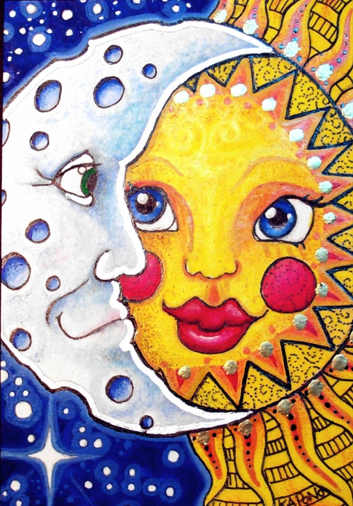 Aceo Celestial Sun And Moon By Mandarinmoon