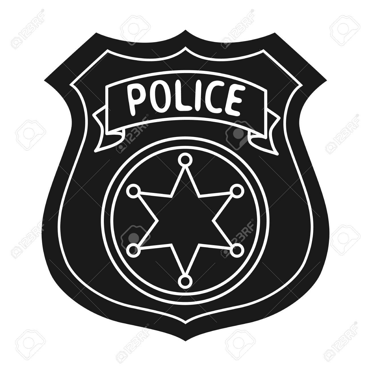 Police Officer Badge Icon In Black Style Isolated On White