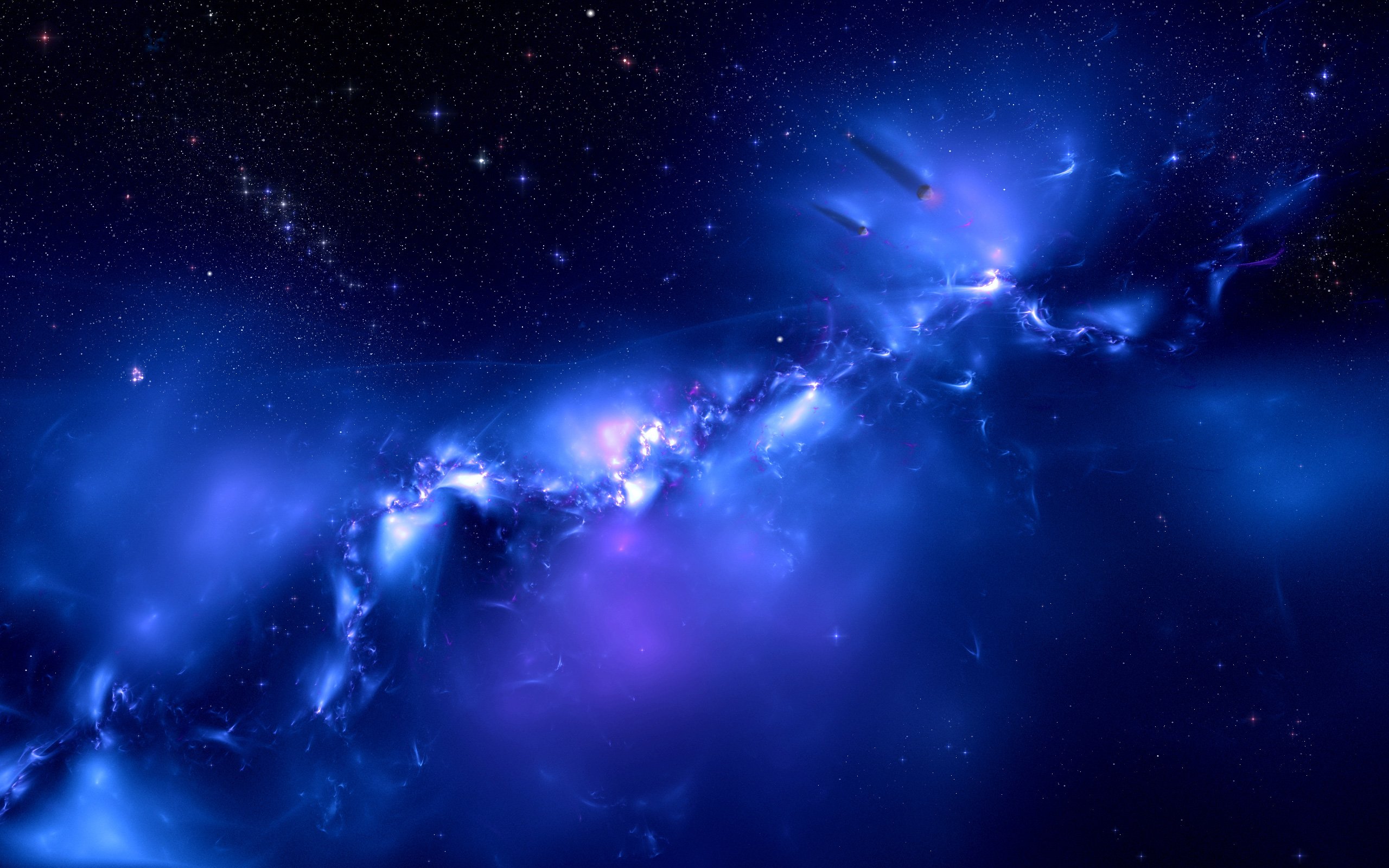 Blue Galaxy Distant Planets HD Wallpaper