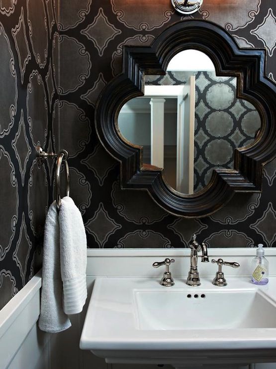 Hgtv Bathrooms Black And Silver Wallpaper Powder Room