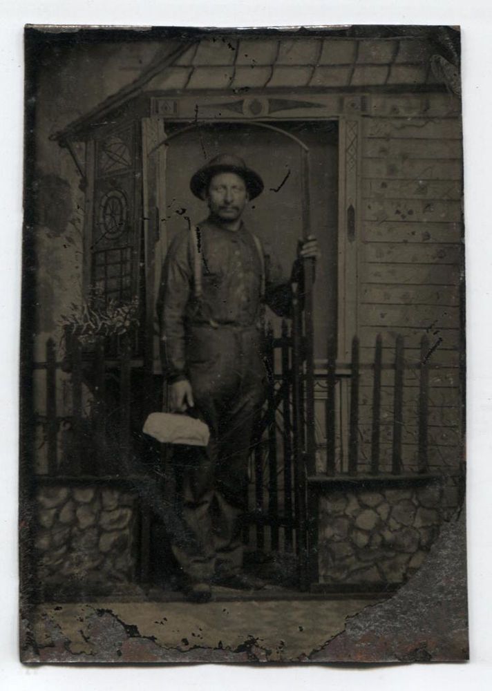 Details About Tintype Occupational Workman With Lunch Pail