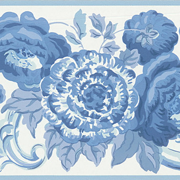Free download 451 1689 Blue Toile Floral Scroll Brewster Wallpaper